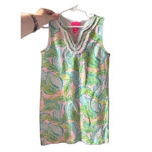 Lilly Pulitzer Pink, Green & Blue Sleeveless Tropical Shift Dress